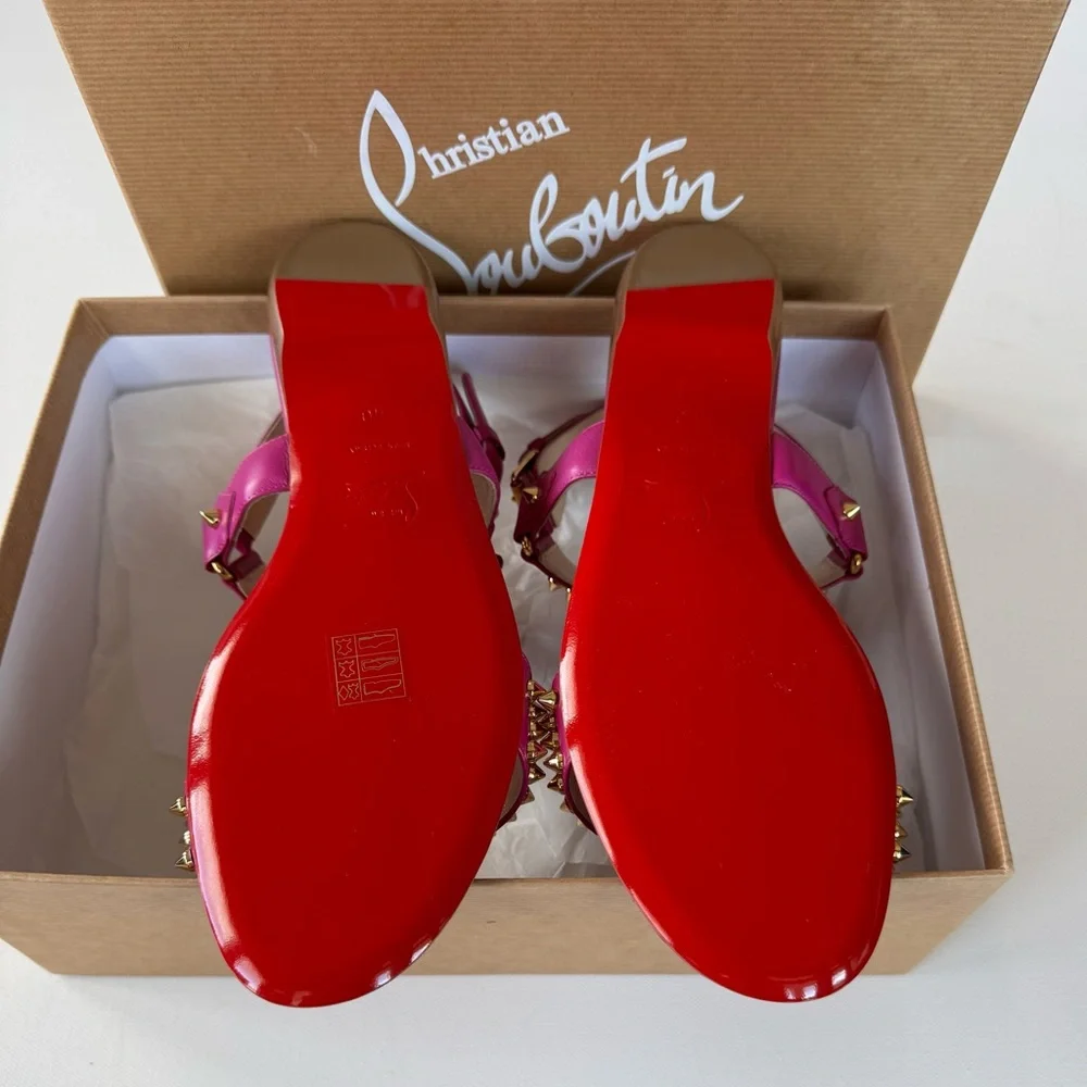 Christian Louboutin Indian Rose Sandals with Gold Accents - Picture 2 of 3